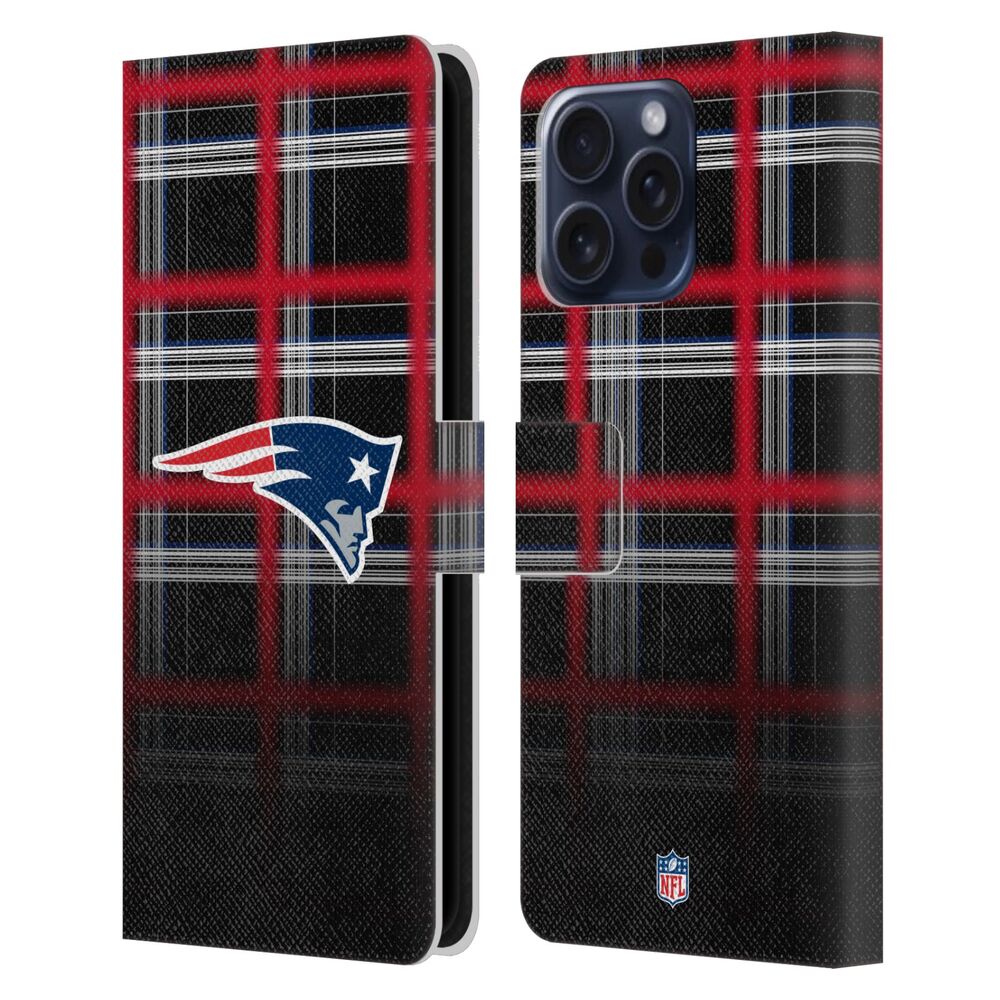 NEW ENGLAND PATRIOTS(NFL) パッツ パッツ - Ombre Black Plaid レザー手帳型 / Apple iPhoneケース 【公式 / オフィシャル】